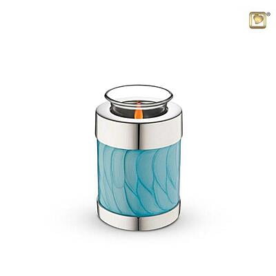 Messing kaarshouder urn blauw