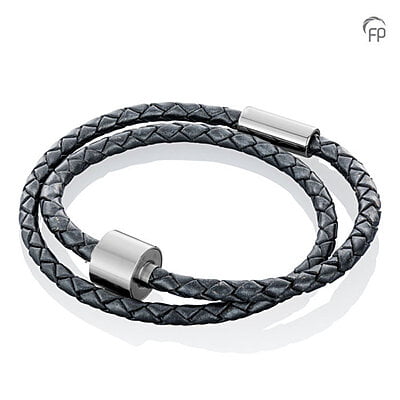 Tadblu Barrel bracelet Gevlochten Leder Zwart