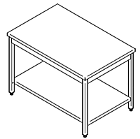 N061 - Tavolo con ripiano, dim. 1240x800x850 mm